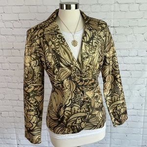 Joseph Ribkoff Linen Bronze Toned Floral Blazer 14